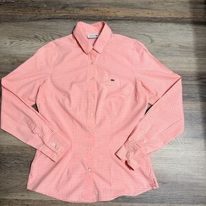 Lacoste Women's Pink Checkered Blouse
